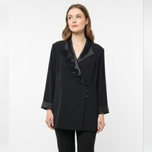 Mo'nique Tania Bella Black Satin Trim Formal Evening Wedding Blazer Size 22